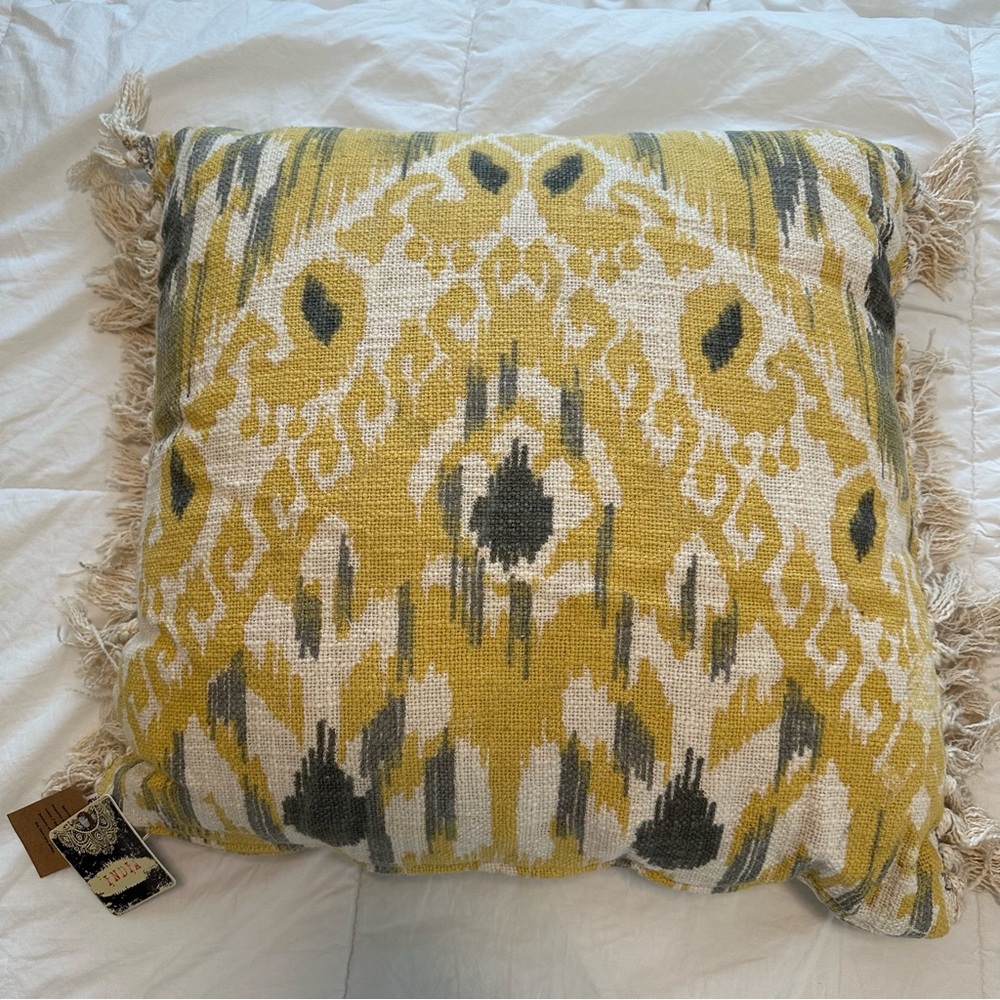 RAJ Bespoke Pottery Barn Bohemian Ikat Indian Moroccan Pillow with tassels